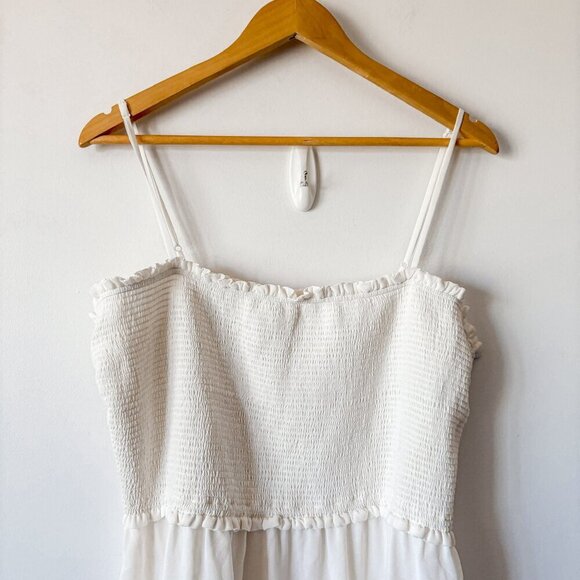 Aritzia Wilfred Tempest Sleeveless Tiered Chiffon Mini Dress Light Birch 2XL - Picture 6 of 9